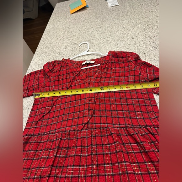 Women’s Red Plaid Peplum Top - Picture 6 of 7